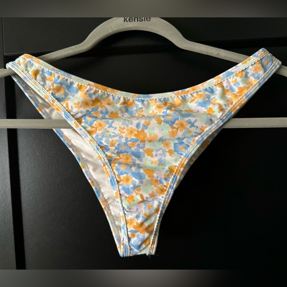 Floral High-Cut Bikini Bottom - Blue & Yellow